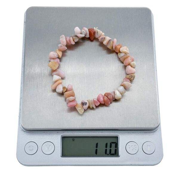 Artisan Pink Rhodochrosite Chip Stretch Bracelet 6" - Picture 2 of 4